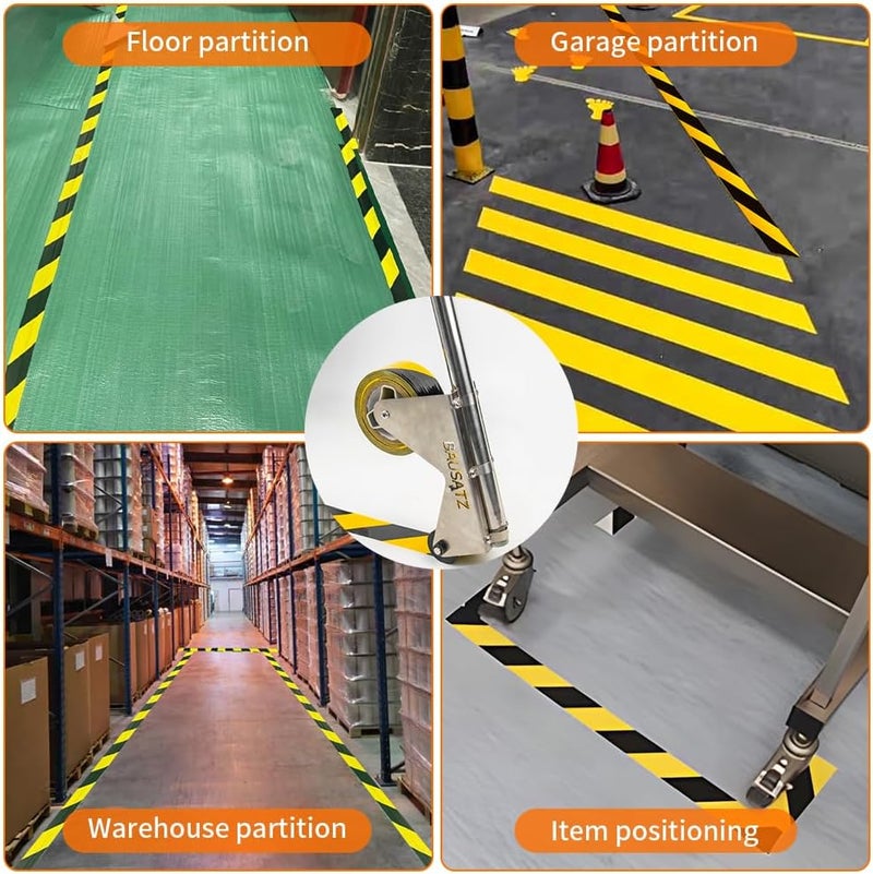 BAUSATZ Floor Tape Marking Machine Manual Lane Marking Applicator with Rubber Roller Manual Floor Tape Applicator,Used for Floor Marking, Decoration Protection and Laying - Image 4